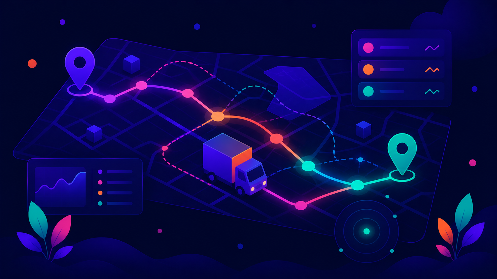 AI-driven logistics route optimization visualization