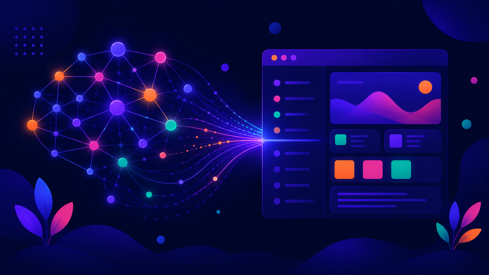 Abstract visualization representing an AI model processing data