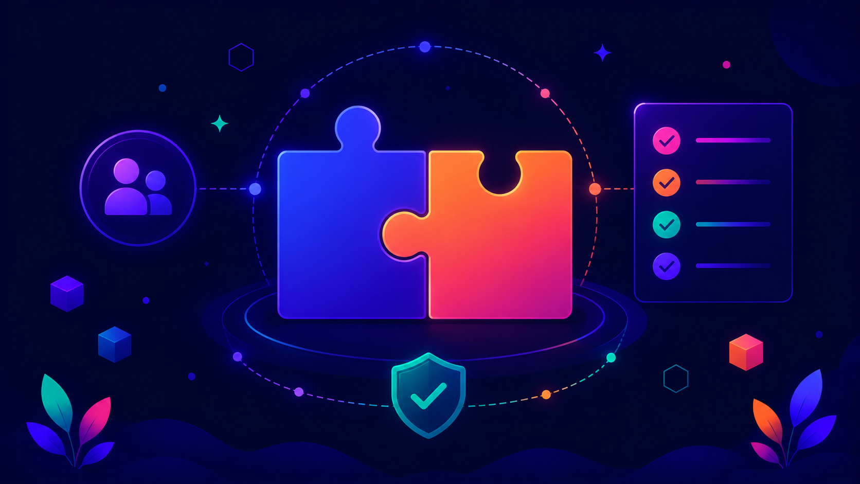 Abstract graphic representing evaluating a software development partner