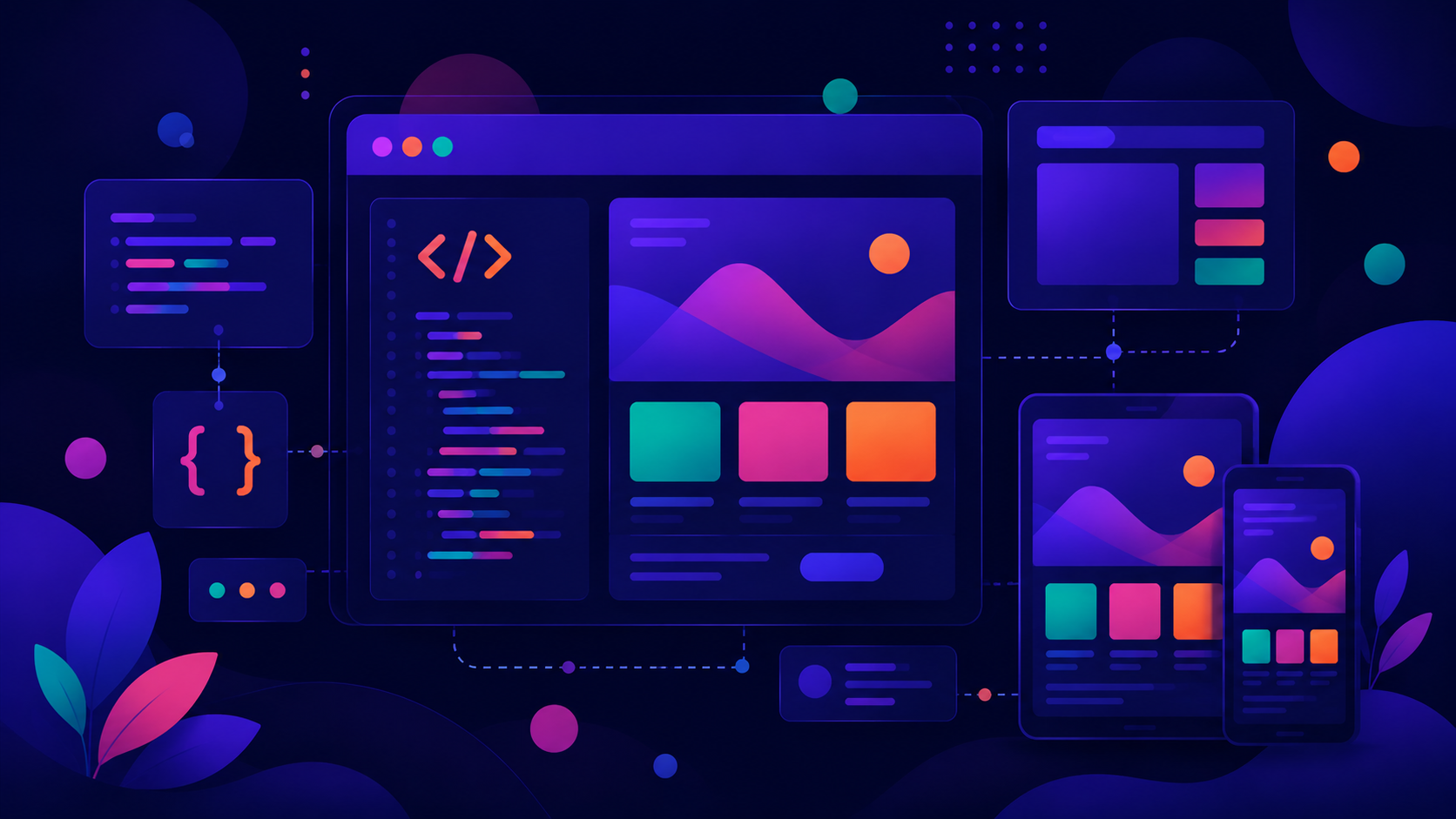 Developer working on a responsive web application