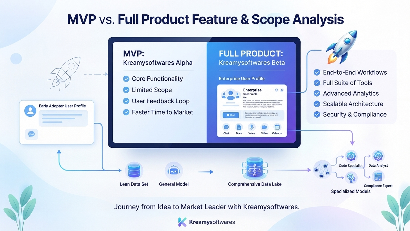 Abstract graphic representing scoping an MVP versus a full product